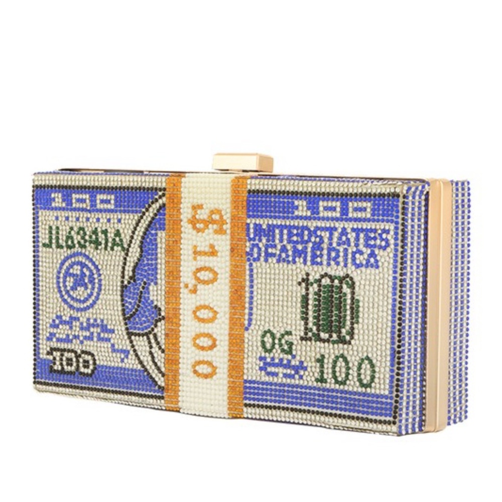 •Bank Roll Betty• Money Stacks Rhinestone Clutch - Picture 2 of 4